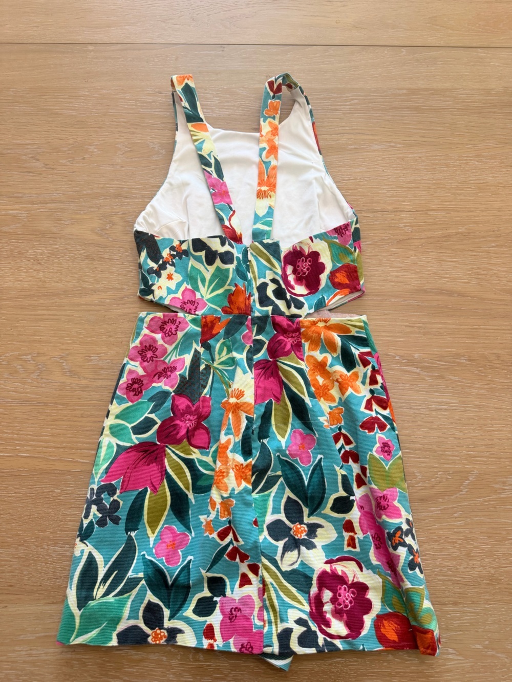 Zara Girls Floral Halter Top & Skirt Set in Teal, Pink, Orange, Green - Picture 4 of 6